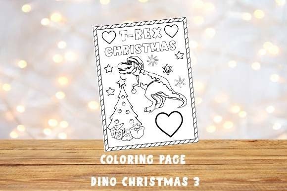 Coloring Page 3 Dino Christmas: A Creative Starter Kit