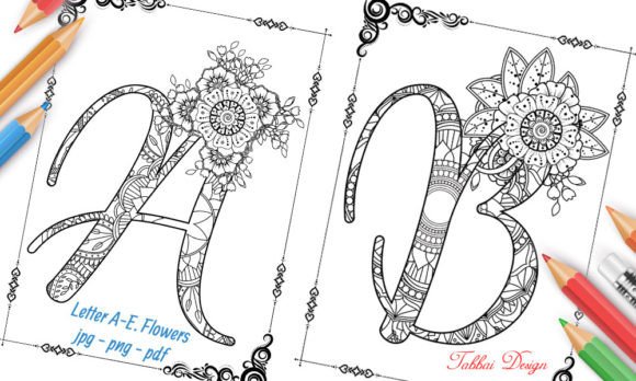 The Letter a-E Flowers Coloring Page Digital Download