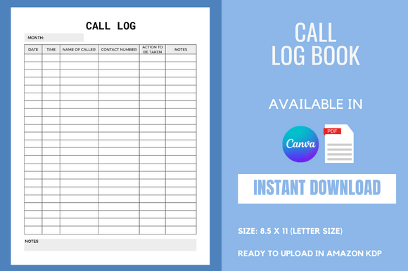 Unlocking Passive Income: Your Guide to the Call Log Book KDP Interior